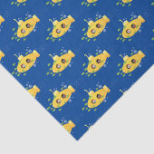 Cute yellow submarine fish cartoon illustration tissuepapier (Detail)