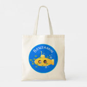 Cute yellow submarine fish cartoon illustration tote bag (Achterkant)