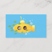 Cute yellow submarine fish cartoon illustration visitekaartje (Achterkant)