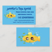 Cute yellow submarine fish cartoon illustration visitekaartje (Voorkant / Achterkant)