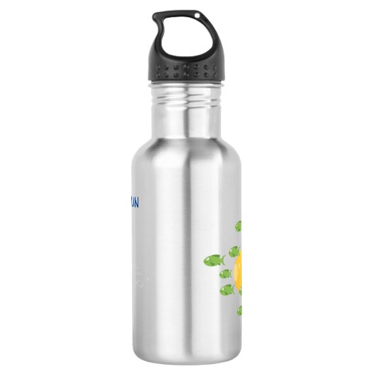 Cute yellow submarine fish cartoon illustration waterfles  (Achterkant)