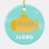 Cute Yellow Submarine, onderwater, voor jongens Keramisch Ornament (Achterkant)