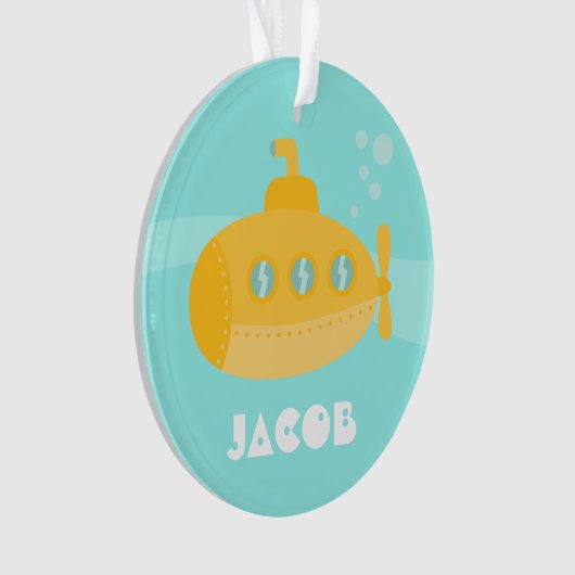 Cute Yellow Submarine, onderwater, voor jongens Ornament (voorkant)