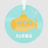 Cute Yellow Submarine, onderwater, voor jongens Ornament (achterkant)