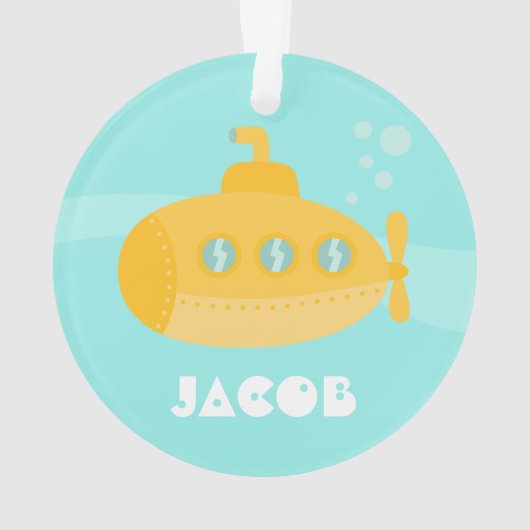 Cute Yellow Submarine, onderwater, voor jongens Ornament (achterkant)