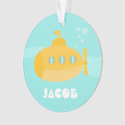 Cute Yellow Submarine, onderwater, voor jongens Ornament (voorkant)