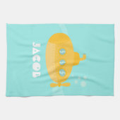 Cute Yellow Submarine, onderwater, voor kinderen Theedoek (Horizontaal)