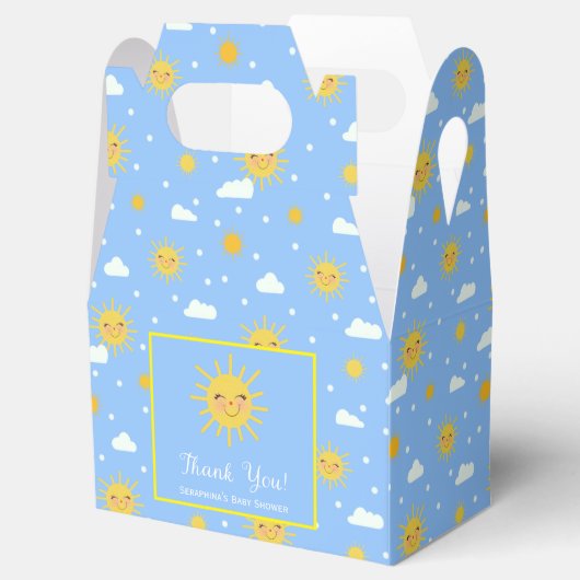 Cute Yellow Sun Blue Sky Baby shower Bedankdoosjes (Geopend)