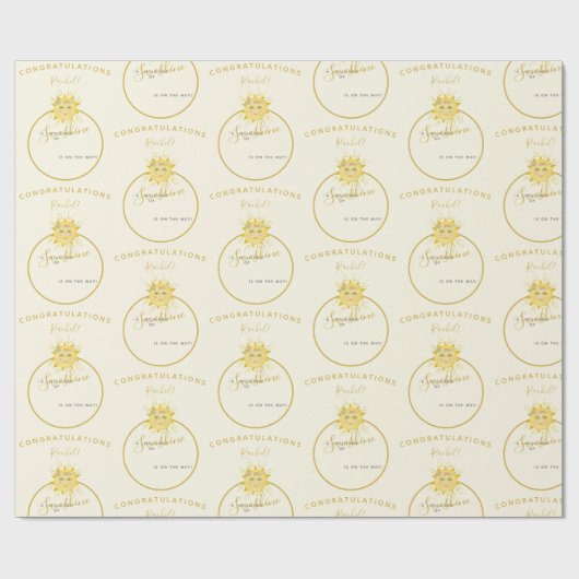 Cute Yellow Sun Ray van Sunshine Summer Baby showe Cadeaupapier (Vlak)