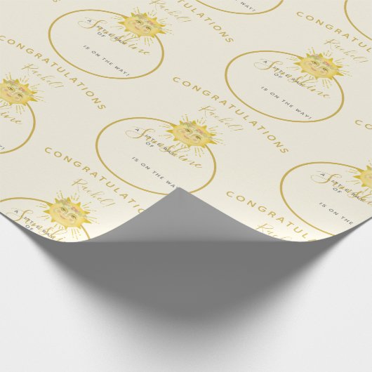 Cute Yellow Sun Ray van Sunshine Summer Baby showe Cadeaupapier (Hoek)