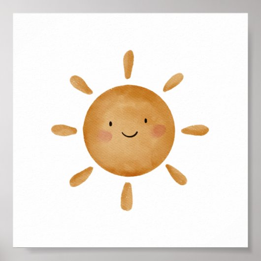 Cute Yellow Sun With Smile Day Nursery Poster (Voorkant)