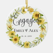 Cute Yellow Sunflower bedacht ons eerste kerstfees Keramisch Ornament (Voorkant)