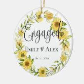 Cute Yellow Sunflower bedacht ons eerste kerstfees Keramisch Ornament (Links)