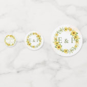 Cute Yellow Sunflower Floral Round Wedparty Confetti (Achterkanten)