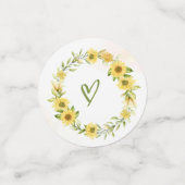 Cute Yellow Sunflower Floral Round Wedparty Confetti (Kleine voorkant)