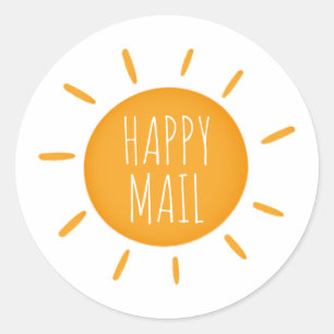 Cute Yellow Sunshine Custom Text Small Business Ronde Sticker