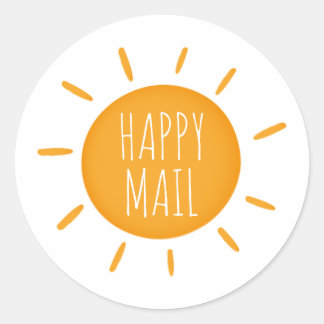Cute Yellow Sunshine Custom Text Small Business Ronde Sticker