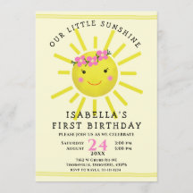 Cute Yellow Sunshine First Birthday Party