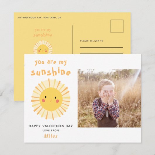 Cute yellow sunshine illustration Valentijnsdag Briefkaart (Voorkant / Achterkant)