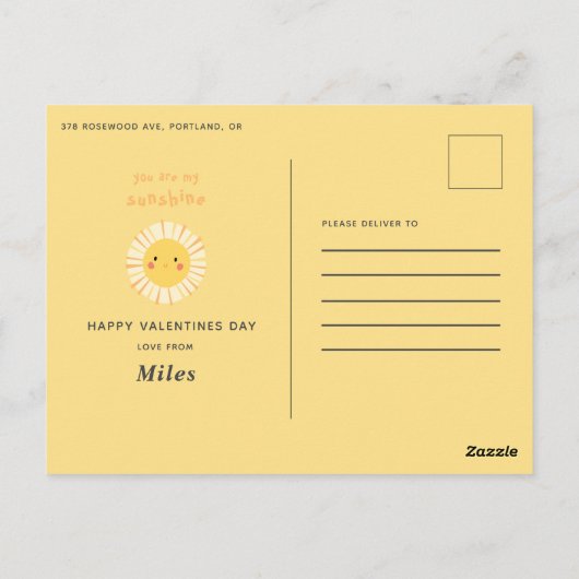 Cute yellow sunshine illustration Valentijnsdag Briefkaart (Achterkant)