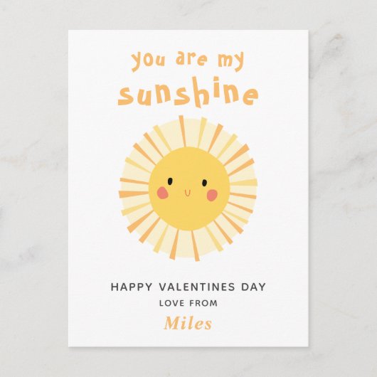Cute yellow sunshine illustration Valentijnsdag Briefkaart (Voorkant)