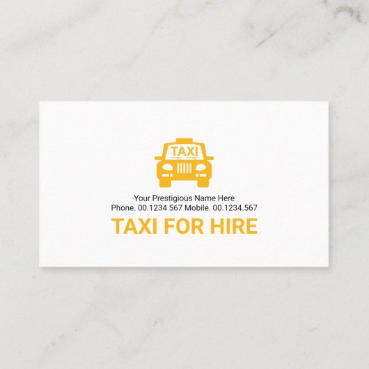Cute Yellow Taxi on Call Private Hire Driver Visitekaartje (Achterkant)