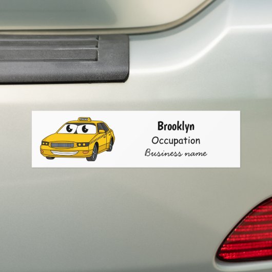 Cute yellow taxiplezier cartoon illustratie bumpersticker (Op auto)