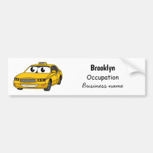 Cute yellow taxiplezier cartoon illustratie bumpersticker