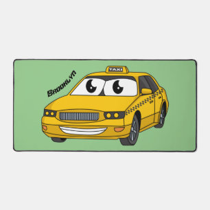 Cute yellow taxiplezier cartoon illustratie bureaumat
