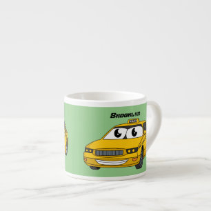 Cute yellow taxiplezier cartoon illustratie espresso kop