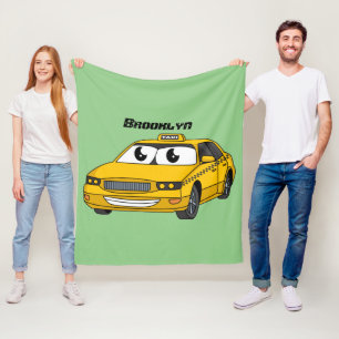 Cute yellow taxiplezier cartoon illustratie fleece deken