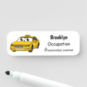 Cute yellow taxiplezier cartoon illustratie naamplaatje (In situ)
