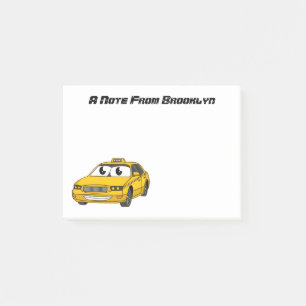 Cute yellow taxiplezier cartoon illustratie post-it® notes