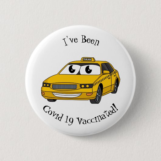 Cute yellow taxiplezier cartoon illustratie ronde button 5,7 cm (Voorkant)
