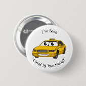 Cute yellow taxiplezier cartoon illustratie ronde button 5,7 cm (Voorkant /achterkant)