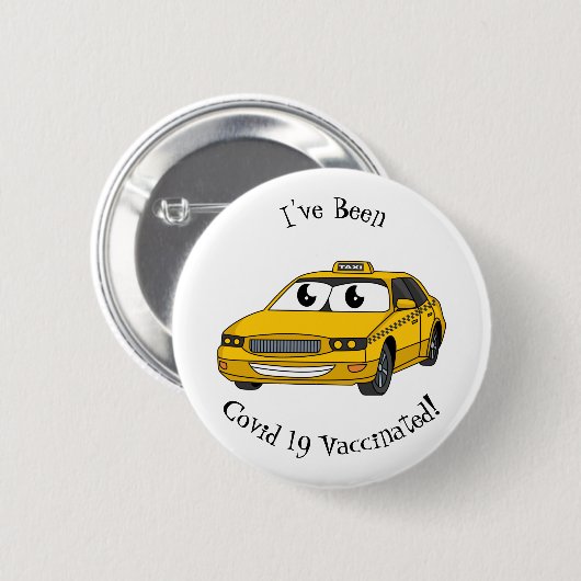 Cute yellow taxiplezier cartoon illustratie ronde button 5,7 cm (Voorkant /achterkant)