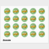 Cute yellow taxiplezier cartoon illustratie ronde sticker (Vel)