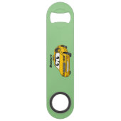 Cute yellow taxiplezier cartoon illustratie speed flessenopener (Voorkant)