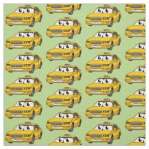 Cute yellow taxiplezier cartoon illustratie stof