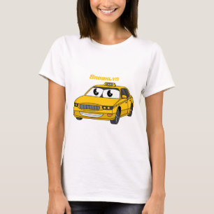 Cute yellow taxiplezier cartoon illustratie t-shirt
