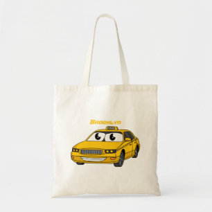 Cute yellow taxiplezier cartoon illustratie tote bag