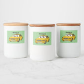 Cute yellow taxiplezier cartoon illustratie voedselcontainer etiket (Flessen)