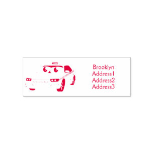 Cute yellow taxiplezier cartoon illustratie zelfinktende stempel