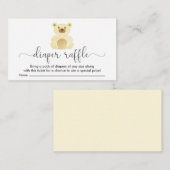 Cute Yellow Teddy Bear Diaper Raffle Baby shower Informatiekaartje (Voorkant / Achterkant)