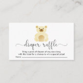 Cute Yellow Teddy Bear Diaper Raffle Baby shower Informatiekaartje (Voorkant)