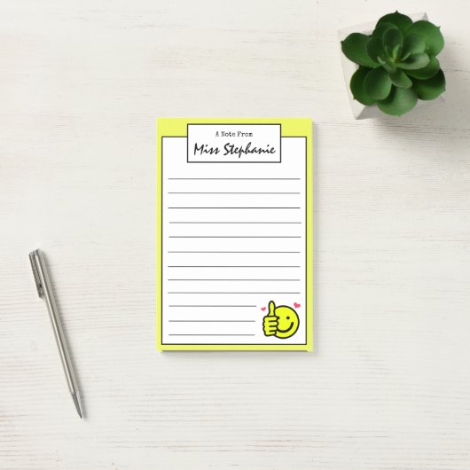 Cute Yellow Thumbs op glimlach vanaf leraar Post-it® Notes (Kantoor)