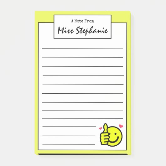 Cute Yellow Thumbs op glimlach vanaf leraar Post-it® Notes (Voorkant)