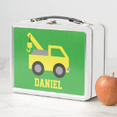 Cute Yellow Tow Truck Vehicle Kinder Personalized  (In situ)