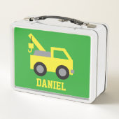 Cute Yellow Tow Truck Vehicle Kinder Personalized  (Achterkant)