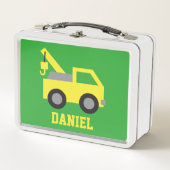 Cute Yellow Tow Truck Vehicle Kinder Personalized  (Voorkant)